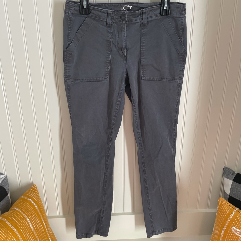 Ann Taylor Loft Gray Cargo Pants Modern Straight